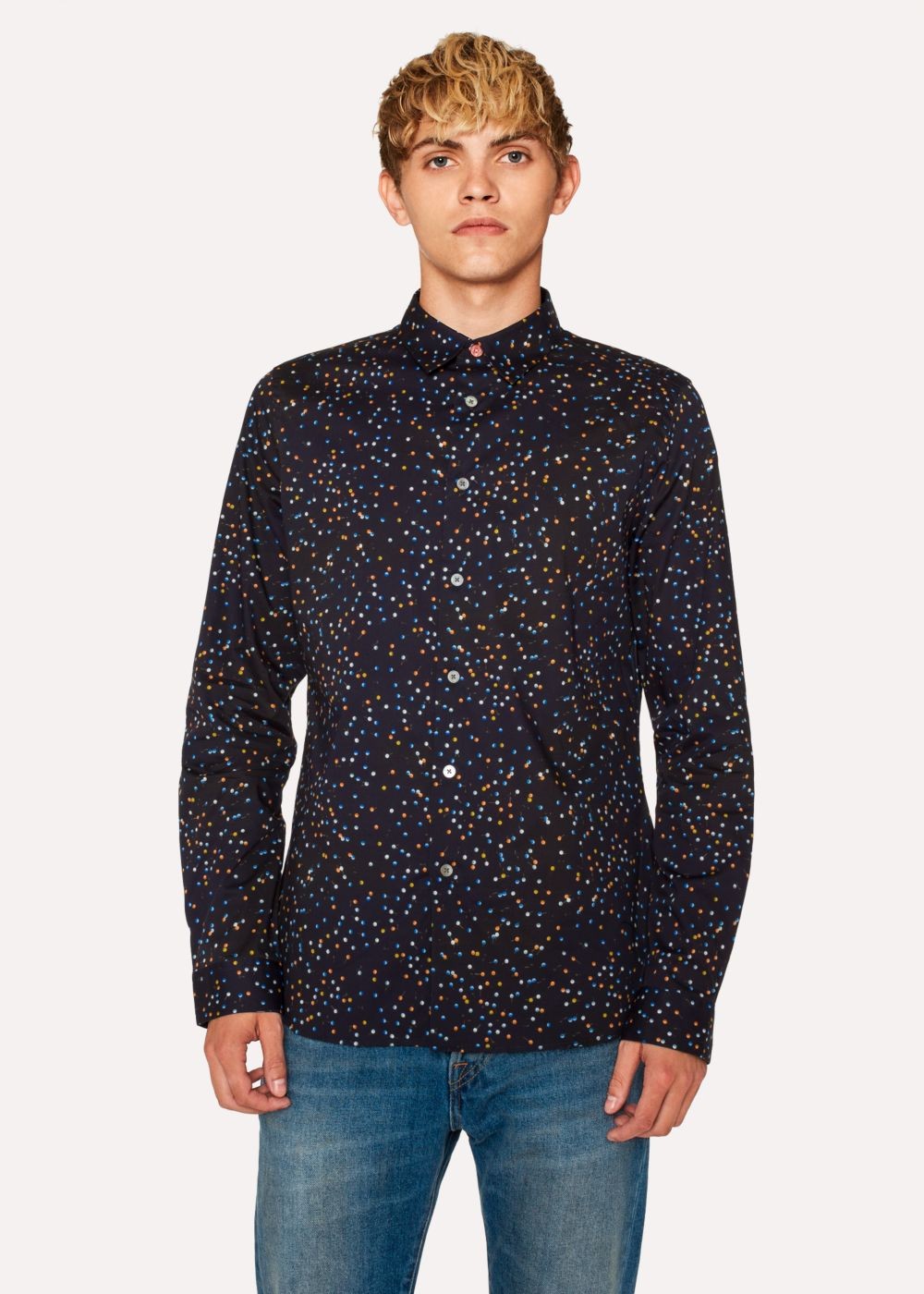 Paul Smith Mens's Slim-Fit Navy 'pins' Print Stretch-Cotton Shirts