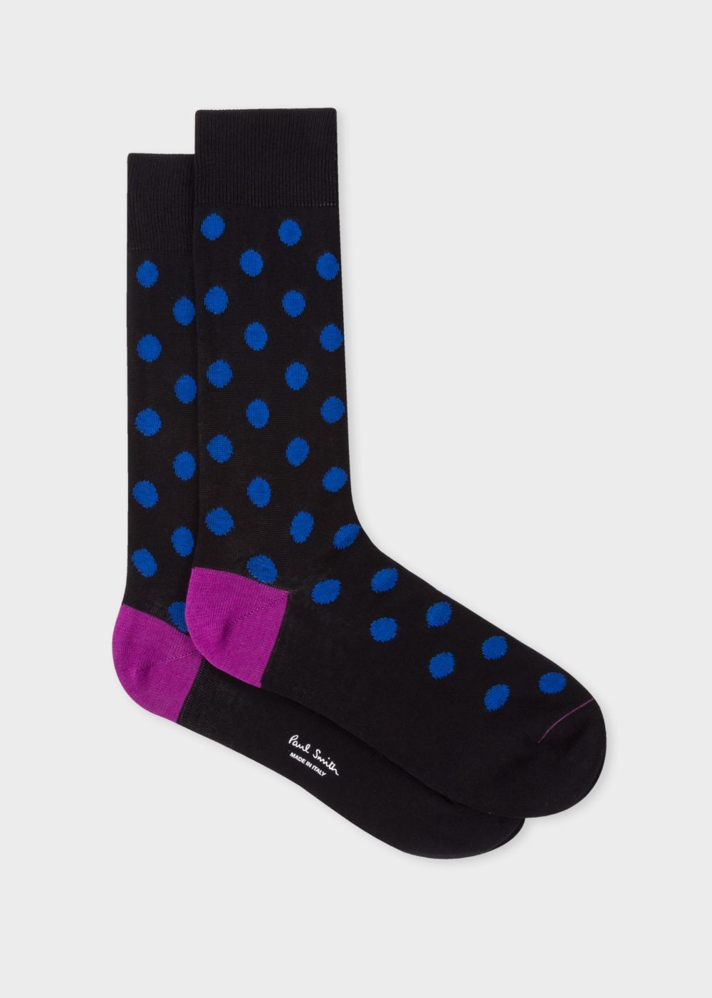 Paul Smith Men's Black And Blue Polka Dot Socks