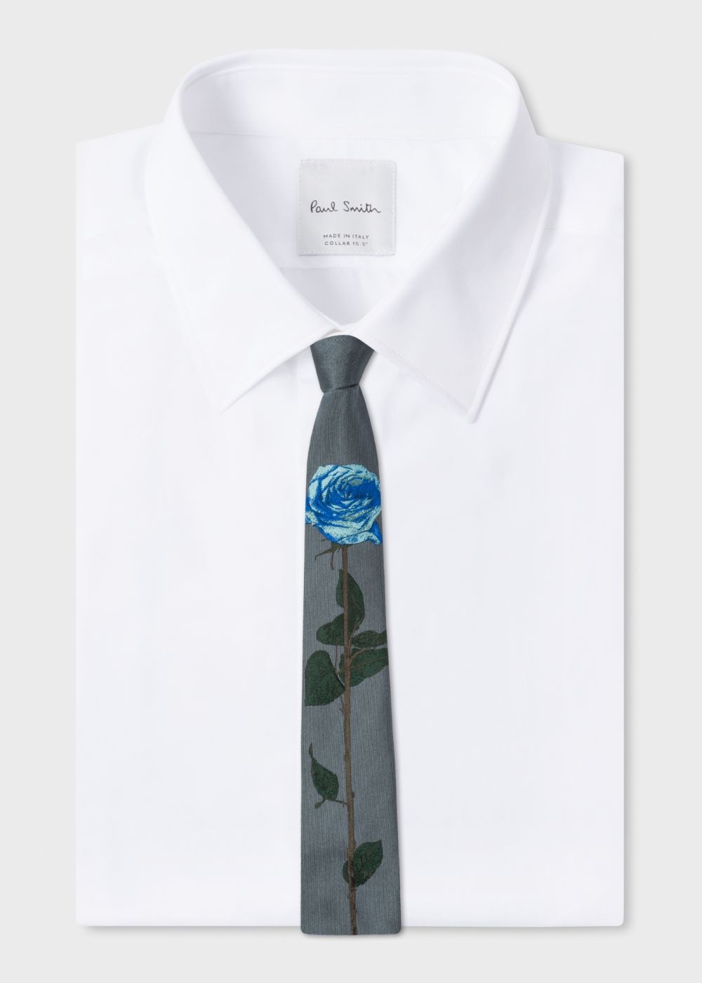 Paul Smith Mens's Slate Grey Rose Jacquard Narrow Silk Tie