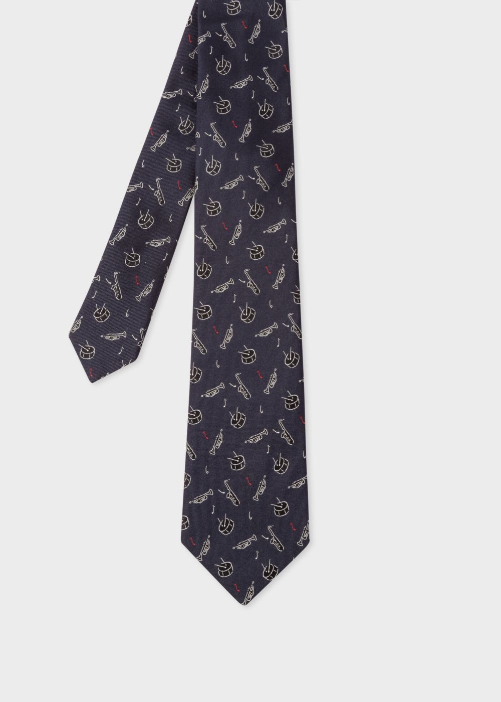 Paul Smith Men's Dark Navy Embroidered 'musical Instrument' Silk Tie