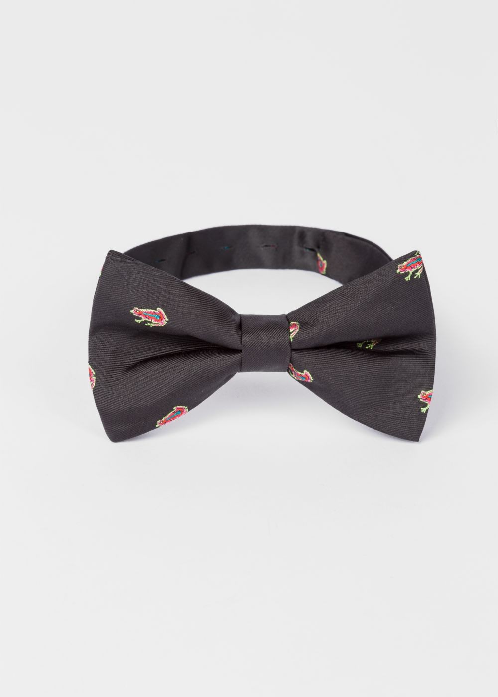 Paul Smith Mens's Black Embroidered 'dreamer Frog' Silk Bow Tie