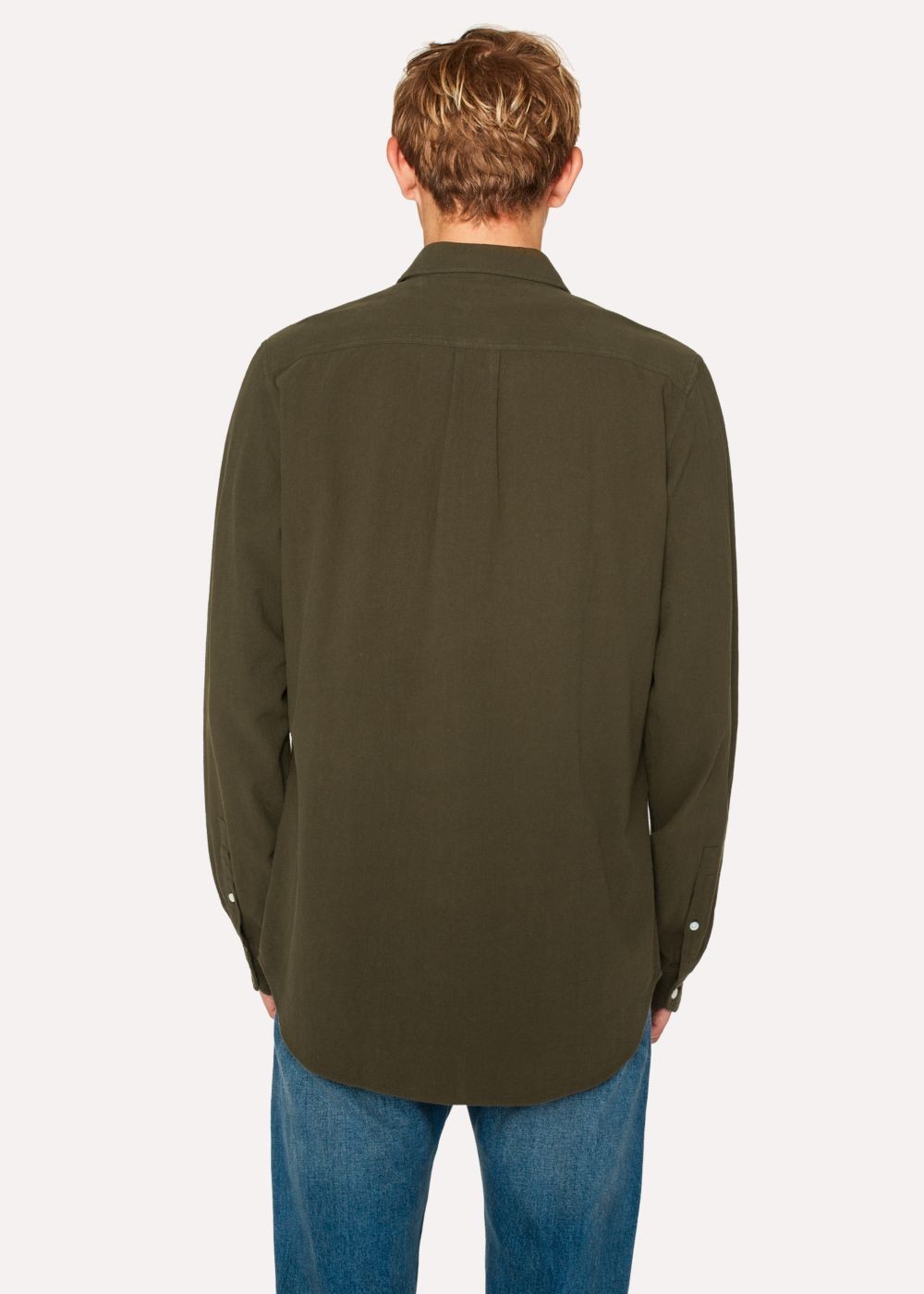 Paul Smith Mens's Classic-Fit Khaki Two-Pocket Textured Cotton T-Shirt