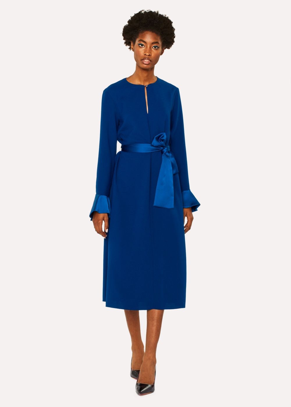 Paul Smith Women's Dark Petrol Dress With Satin Details And Waist Belt