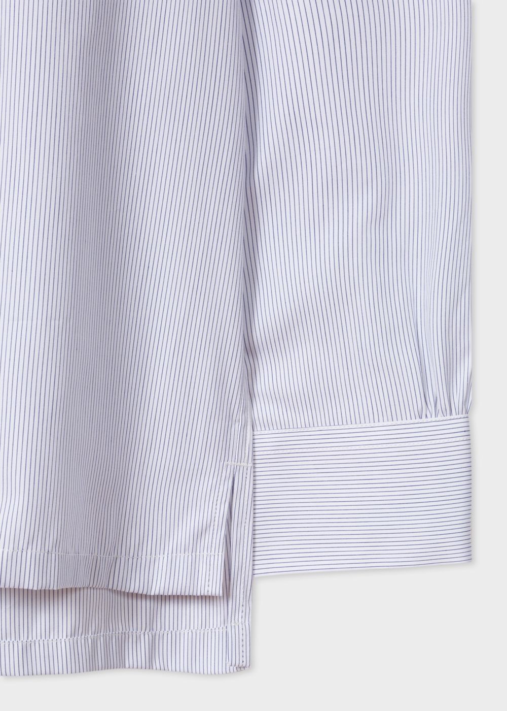 Paul Smith Mens's White Striped Pleat Front T-Shirt With 'dreamer' Placket Detail