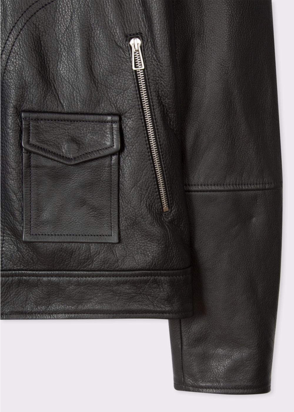 Paul Smith Men's Heavy Grained-Leather Asymmetric-Zip Biker Coats