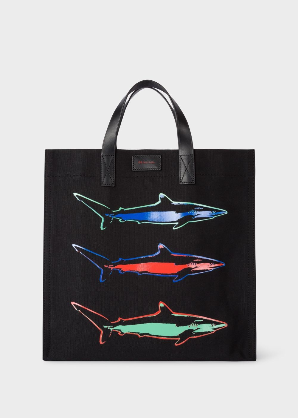 Paul Smith 'artful Lives Shark' Black Canvas Tote Bag Lady