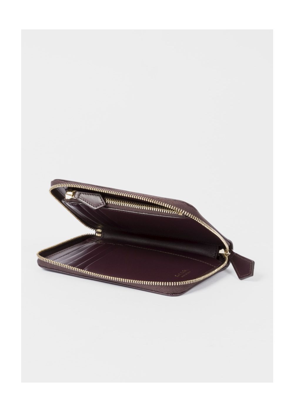 Paul Smith Womens's Medium Damson Leather Monogrammed Zip-Around Wallet