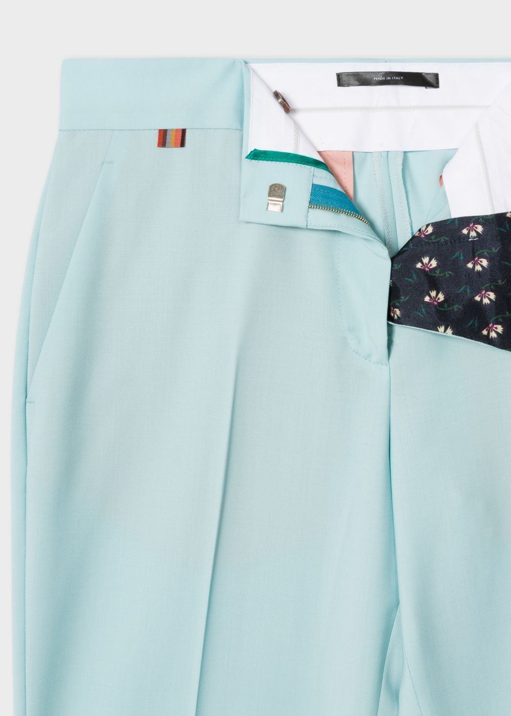 Paul Smith Lady's Classic-Fit Turquoise Wool-Mohair Pants