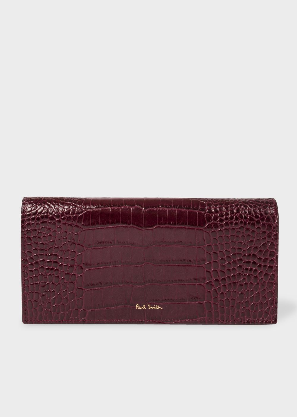Paul Smith Women's Burgundy Mock-Croc Leather Tri-Fold Wallet