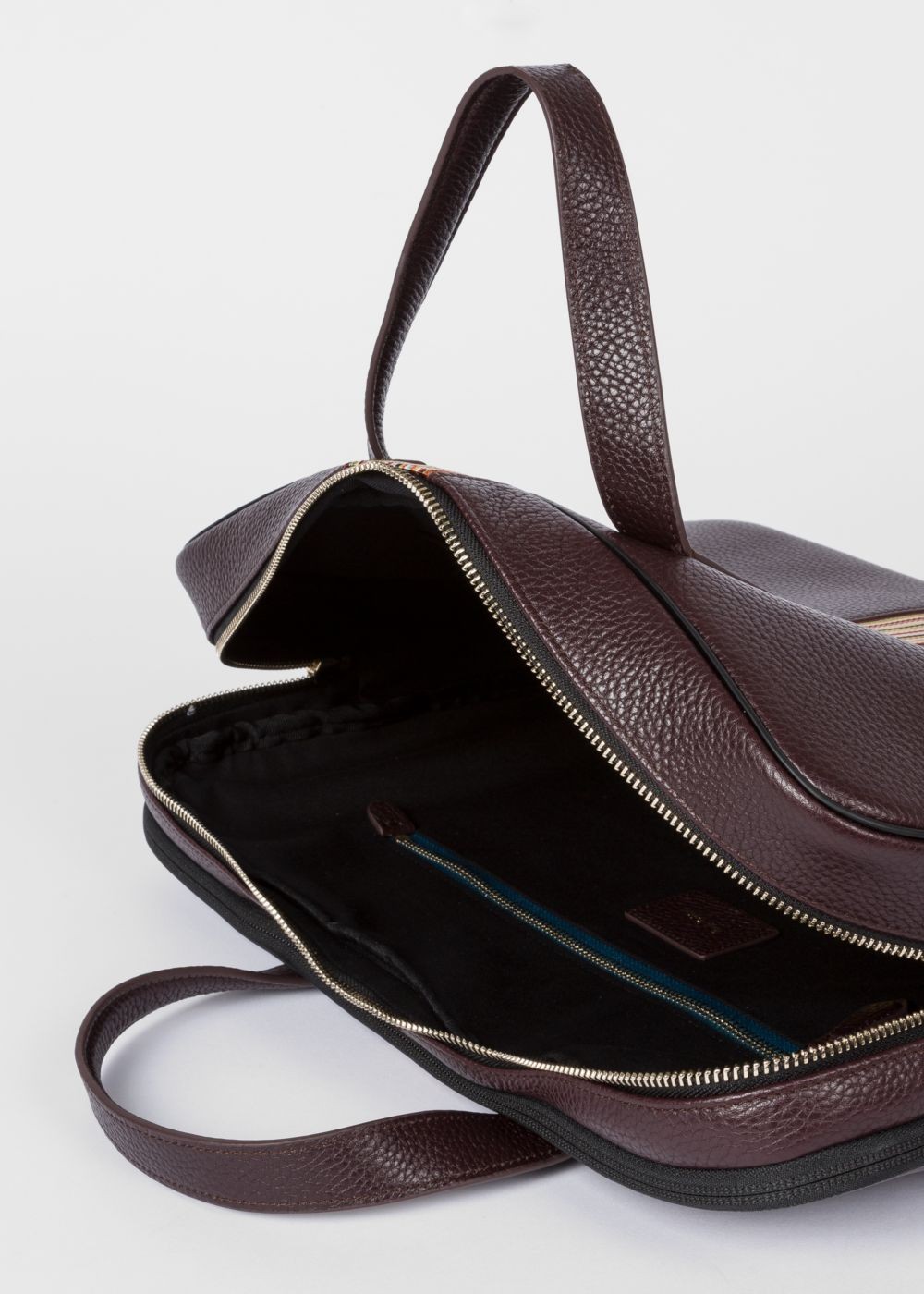 Paul Smith Men's Dark Burgundy Signature Stripe Leather Business Folio Accessories