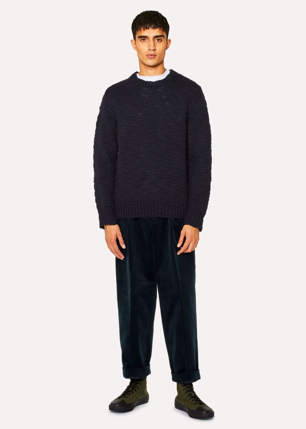 Paul Smith Men's Emerald Corduroy Red Ear Cropped Pants