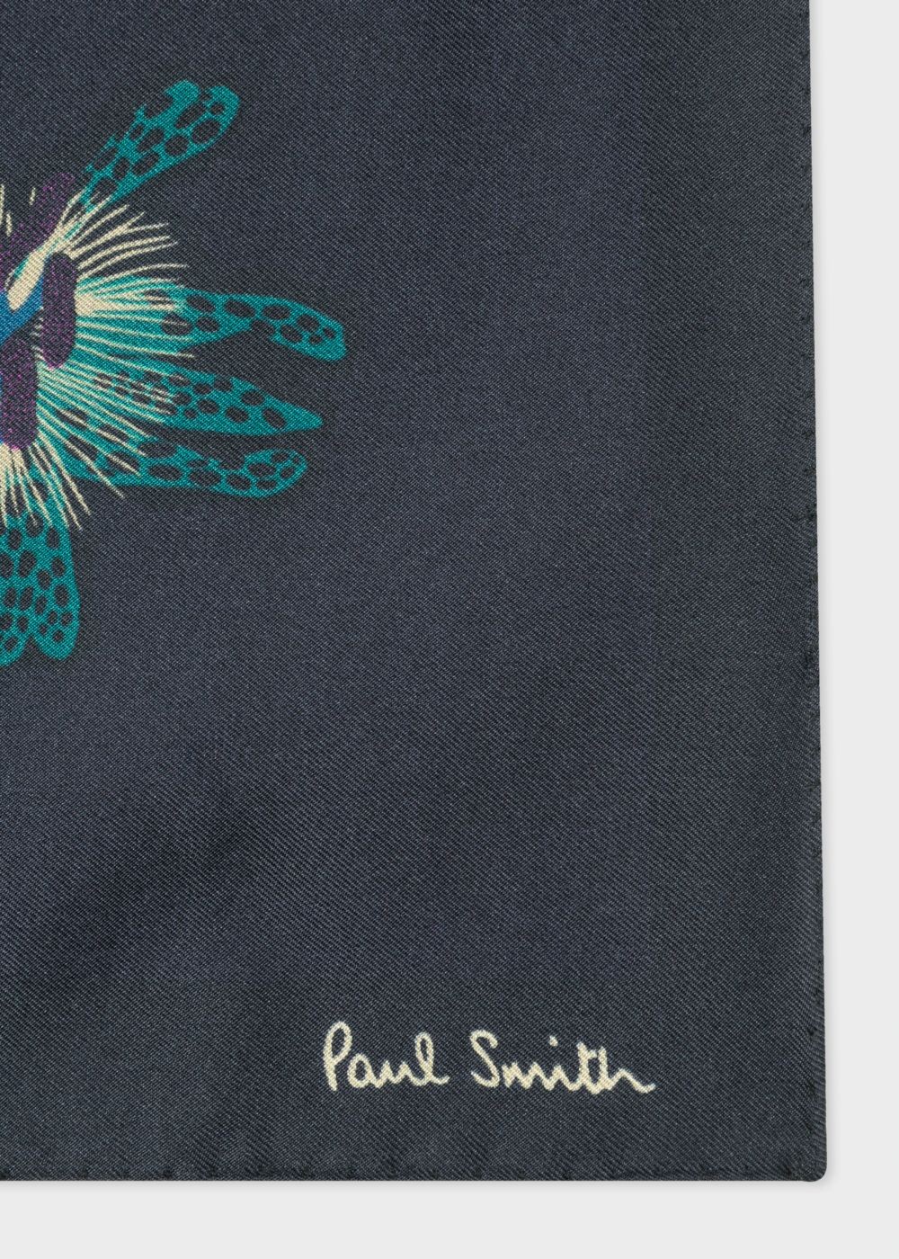 Paul Smith Men's Black 'florian' Print Silk Pocket Square Accessories