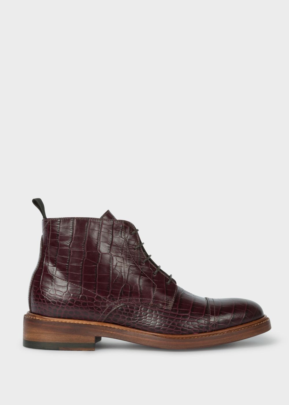 Paul Smith Women's Burgundy Mock-Croc Leather 'jarMen' Boots