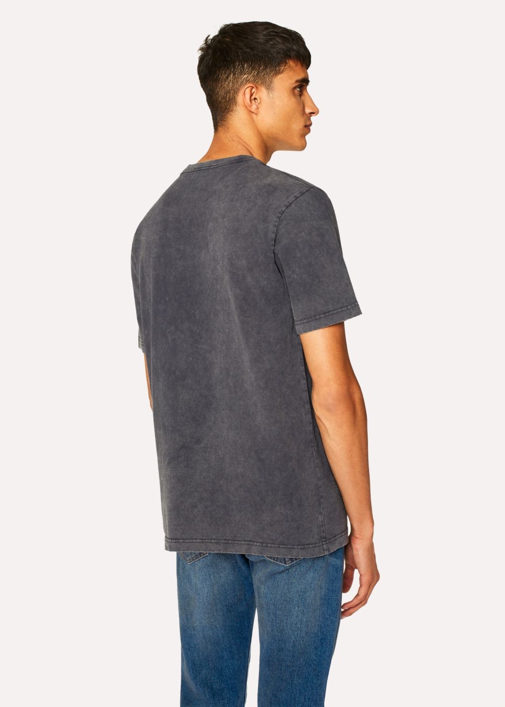 Paul Smith Mens's Acid-Wash Grey Red Ear 'rabbit Spray' Tshirt