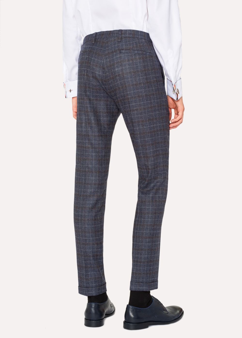 Paul Smith Men's Slim-Fit Blue Plaid Wool Pants