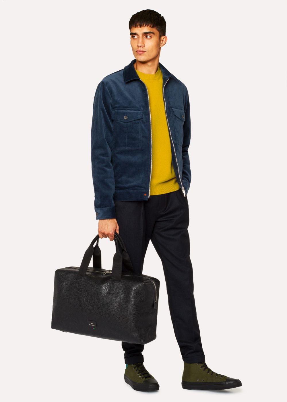 Paul Smith Men's Black Grained Leather Duffle Bags