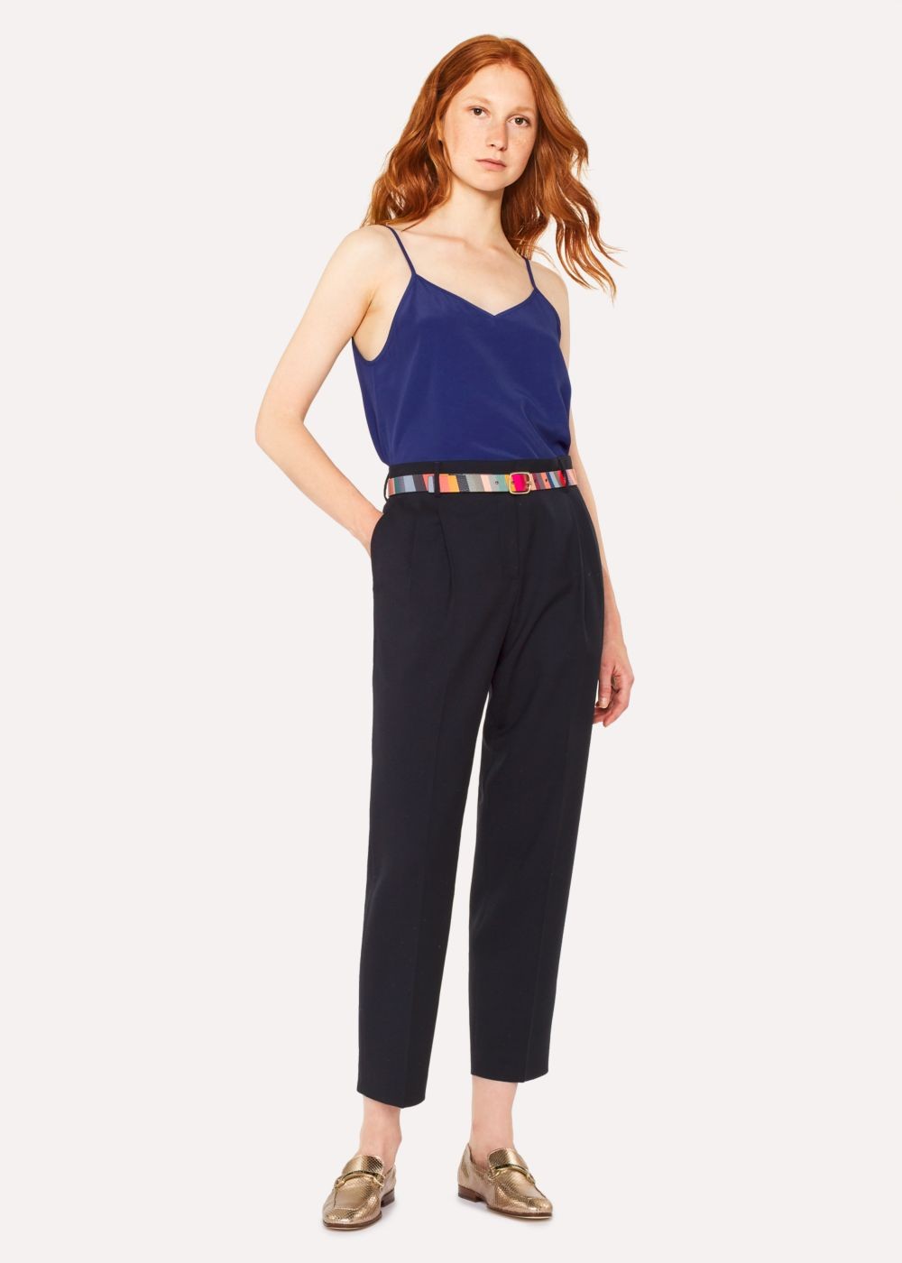 Paul Smith Lady's Blue Silk-Blend Cami Top