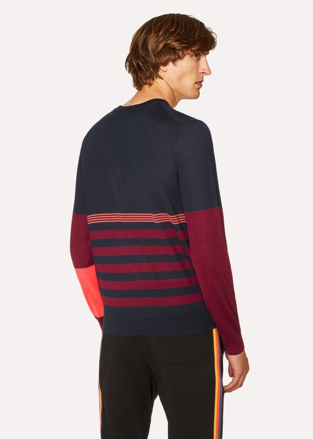 Paul Smith Men's Dark Navy Block Stripe Wool And Silk-Blend Sweater