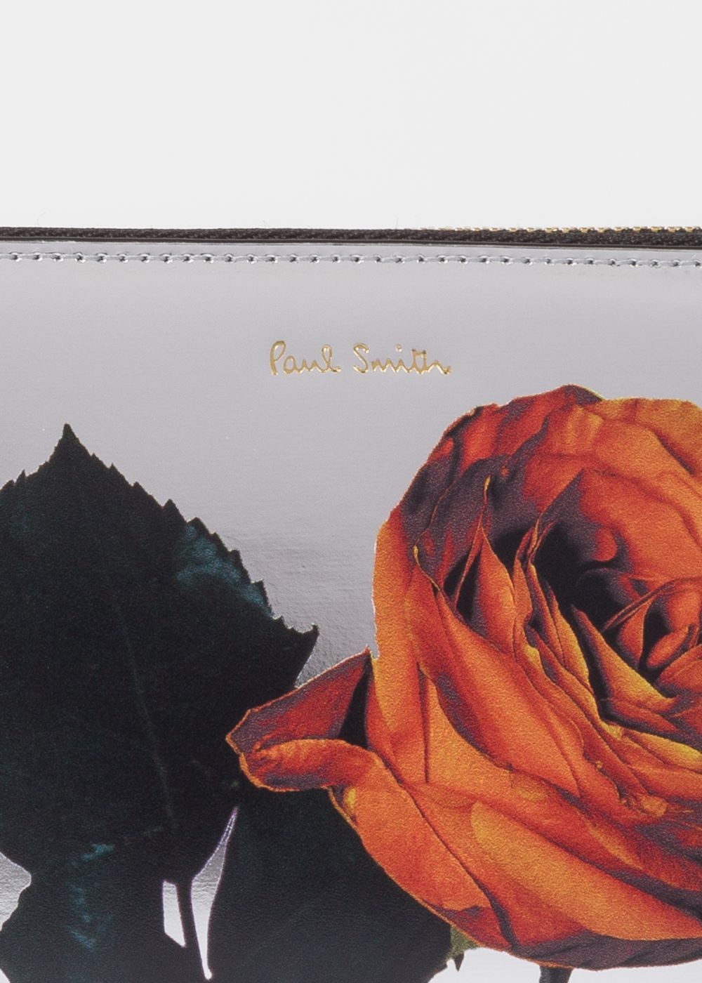 Paul Smith Women's Large Silver 'rose' Leather Zip-Around Wallet