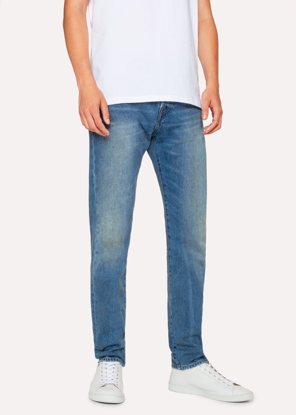 Paul Smith Men's Slim-Standard Antique-Wash .5Oz 'rigid Western Twill' Denim Jeans