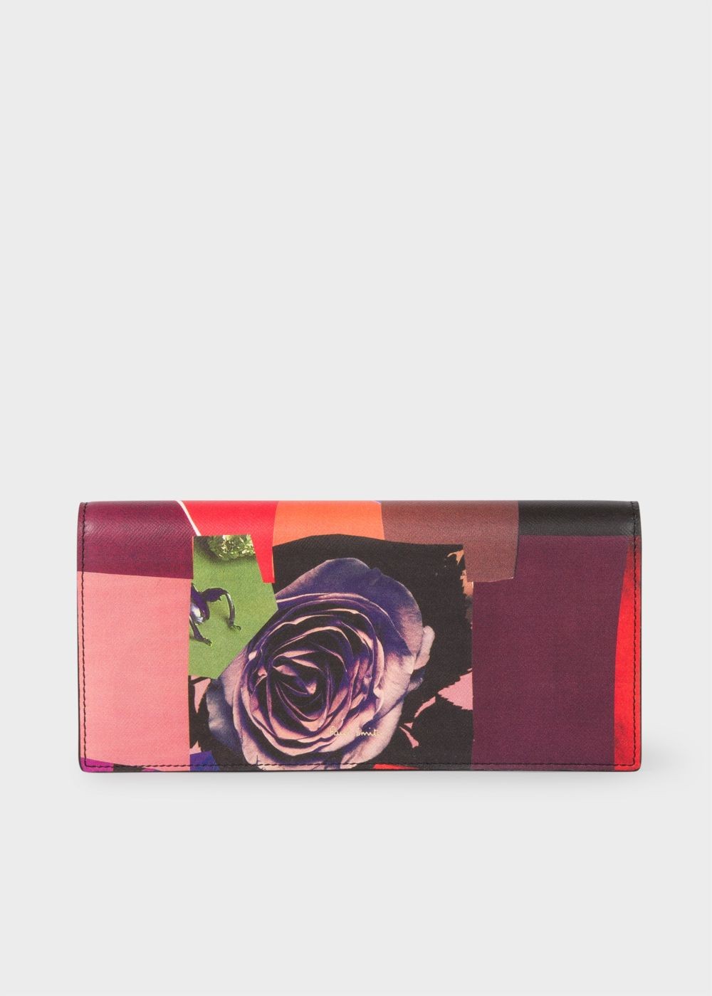 Paul Smith Womens's 'rose Collage' Print Leather Tri-Fold Wallet