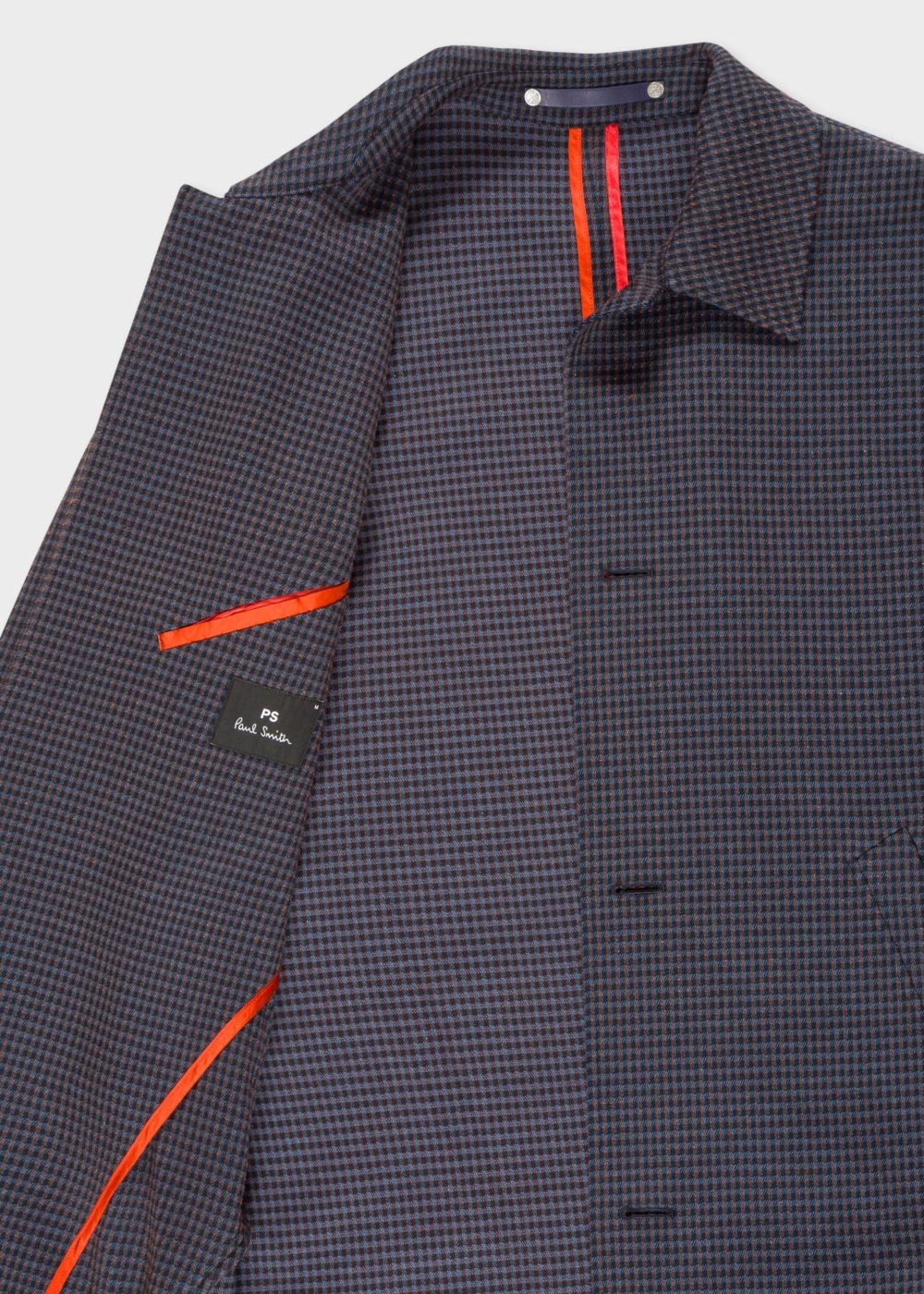 Paul Smith Men's Navy Houndstooth Cotton-Blend Unlined Mac Clothing