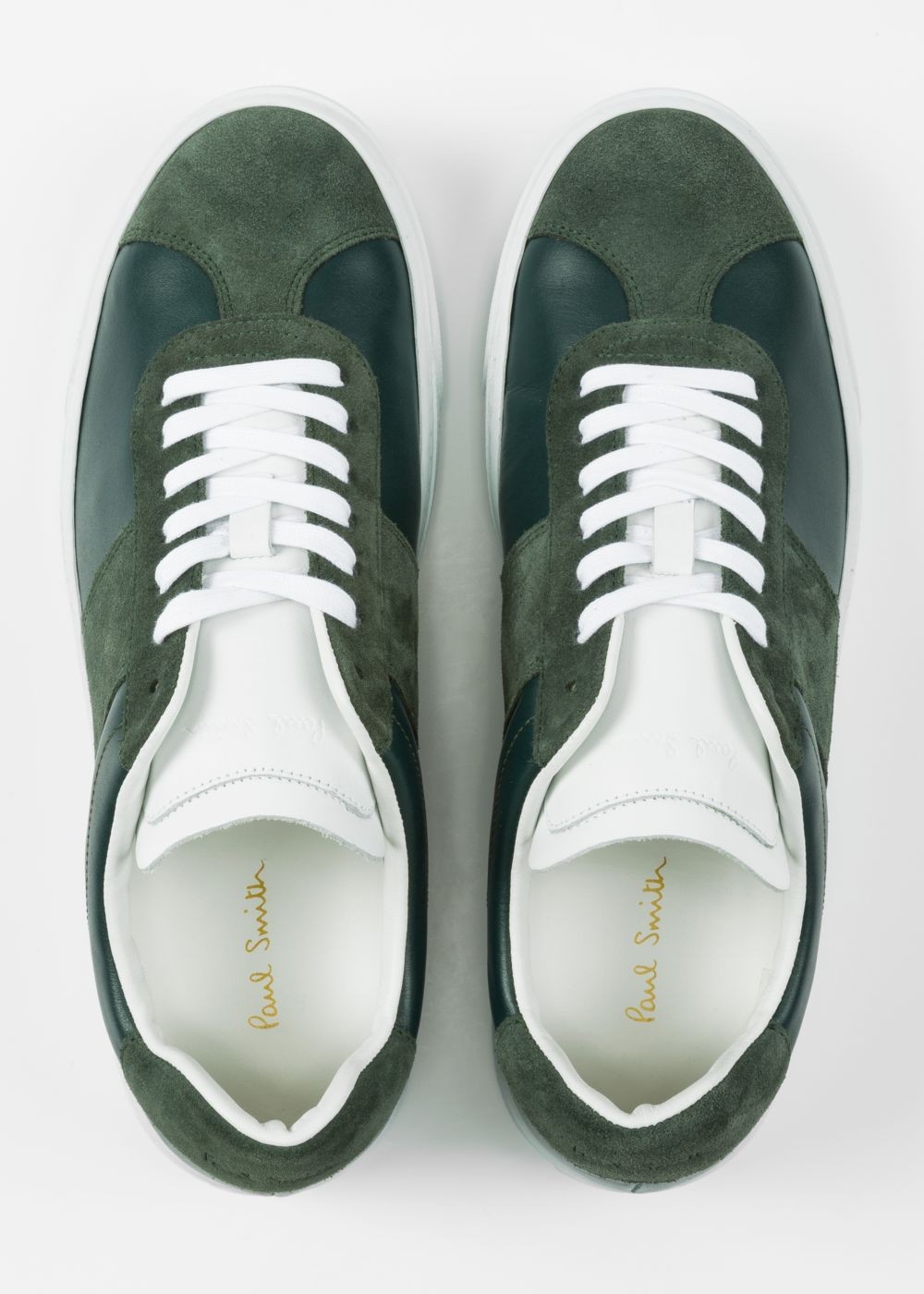 Paul Smith Men's Bottle Green Leather 'levon' Trainers