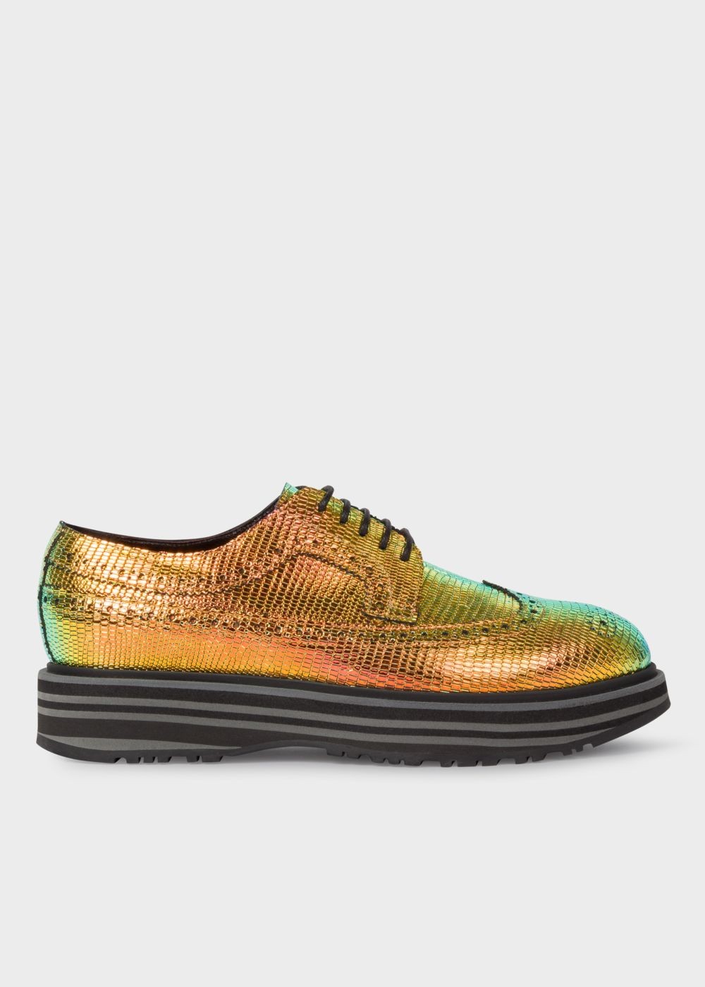Paul Smith Womens's Iridescent Leather 'grand' Brogues With Striped Soles Sneakers
