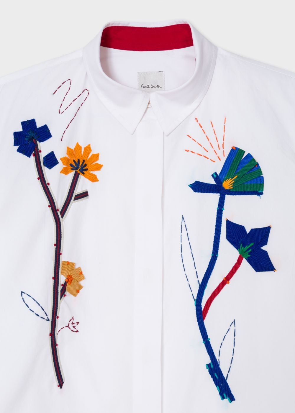 Paul Smith Lady's White Cotton TShirt With Ribbon Appliqué
