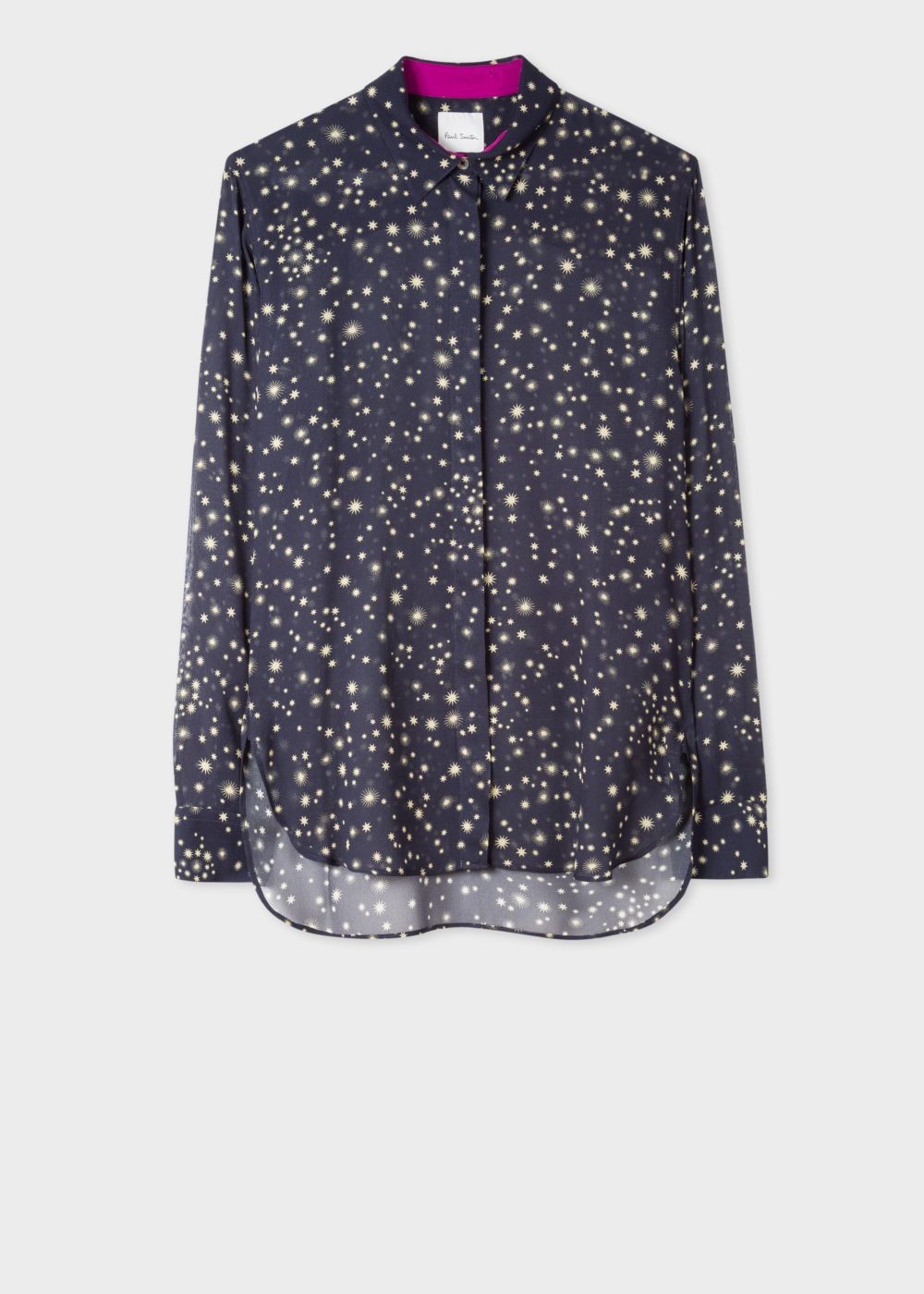 Paul Smith Lady's Navy 'gold Star' Print Chiffon T-Shirt