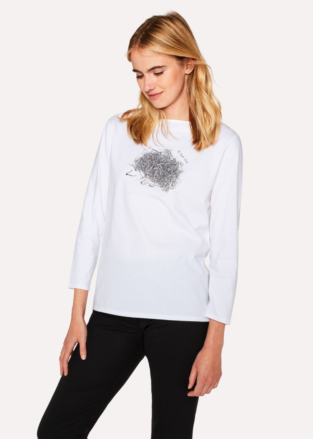 Paul Smith Womens's White 'hedgehog' Print Long-Sleeve T-Shirt