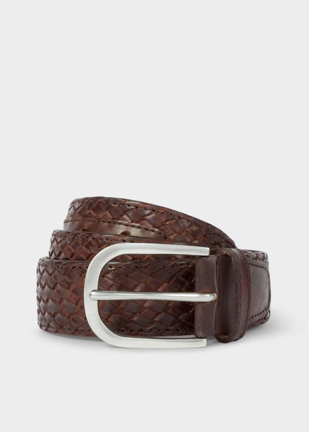Paul Smith Mens's Brown Plaited Leather Belt