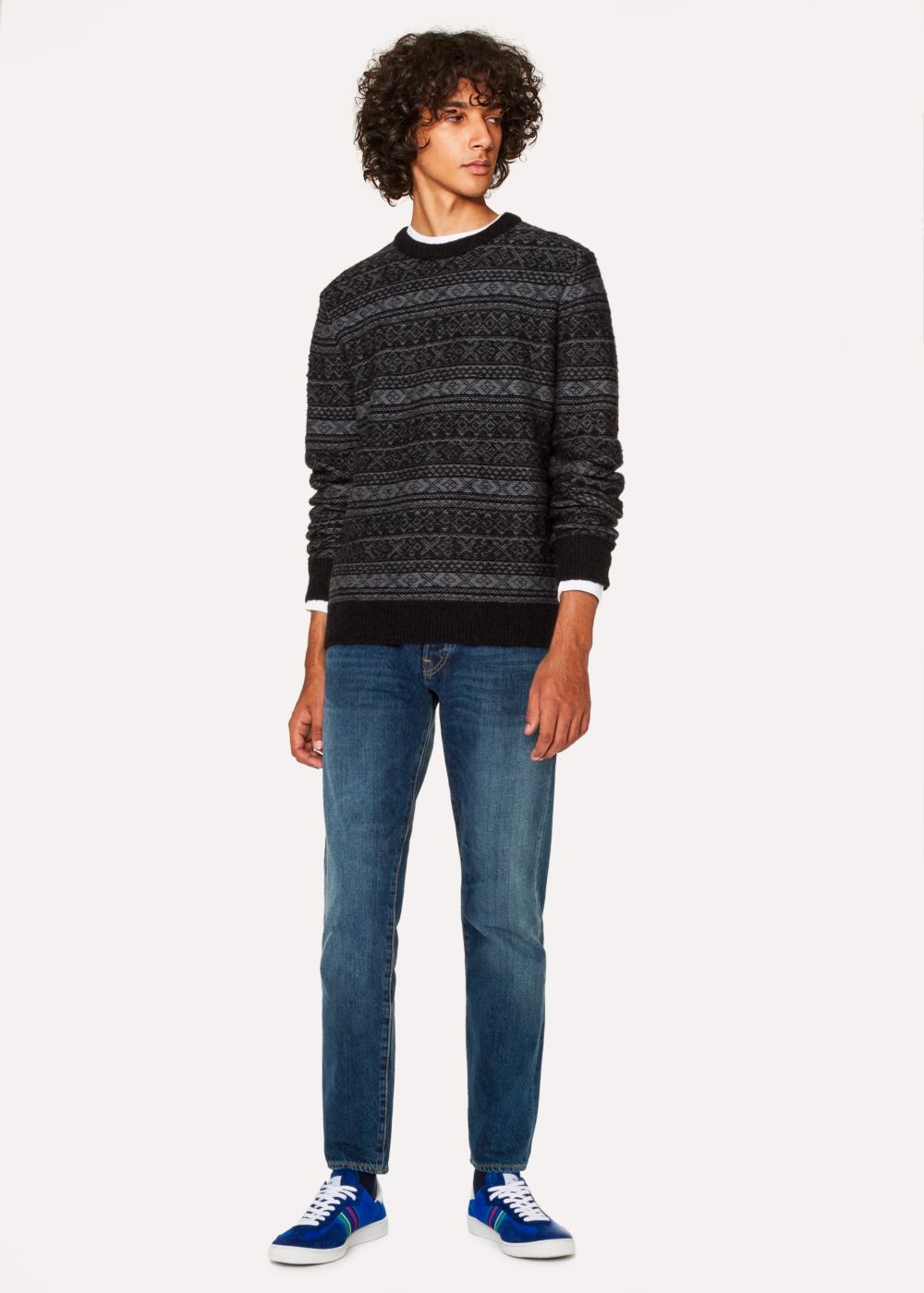 Paul Smith Men's Black Fair Isle Wool-Blend Sweater