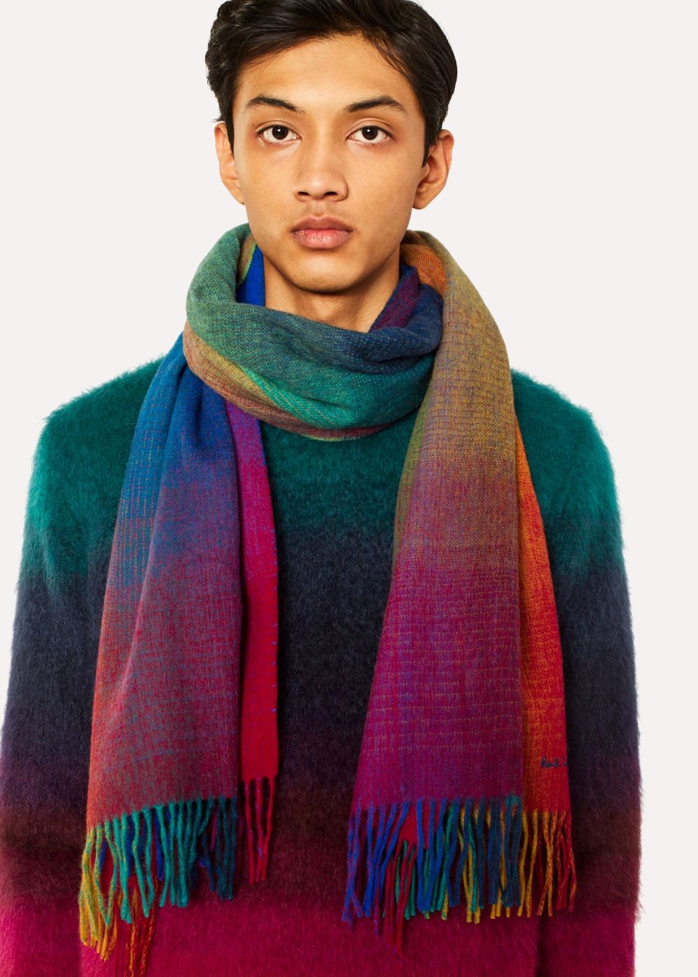 Paul Smith Men's Multi-Coloured Gradient Lambswool Scarf