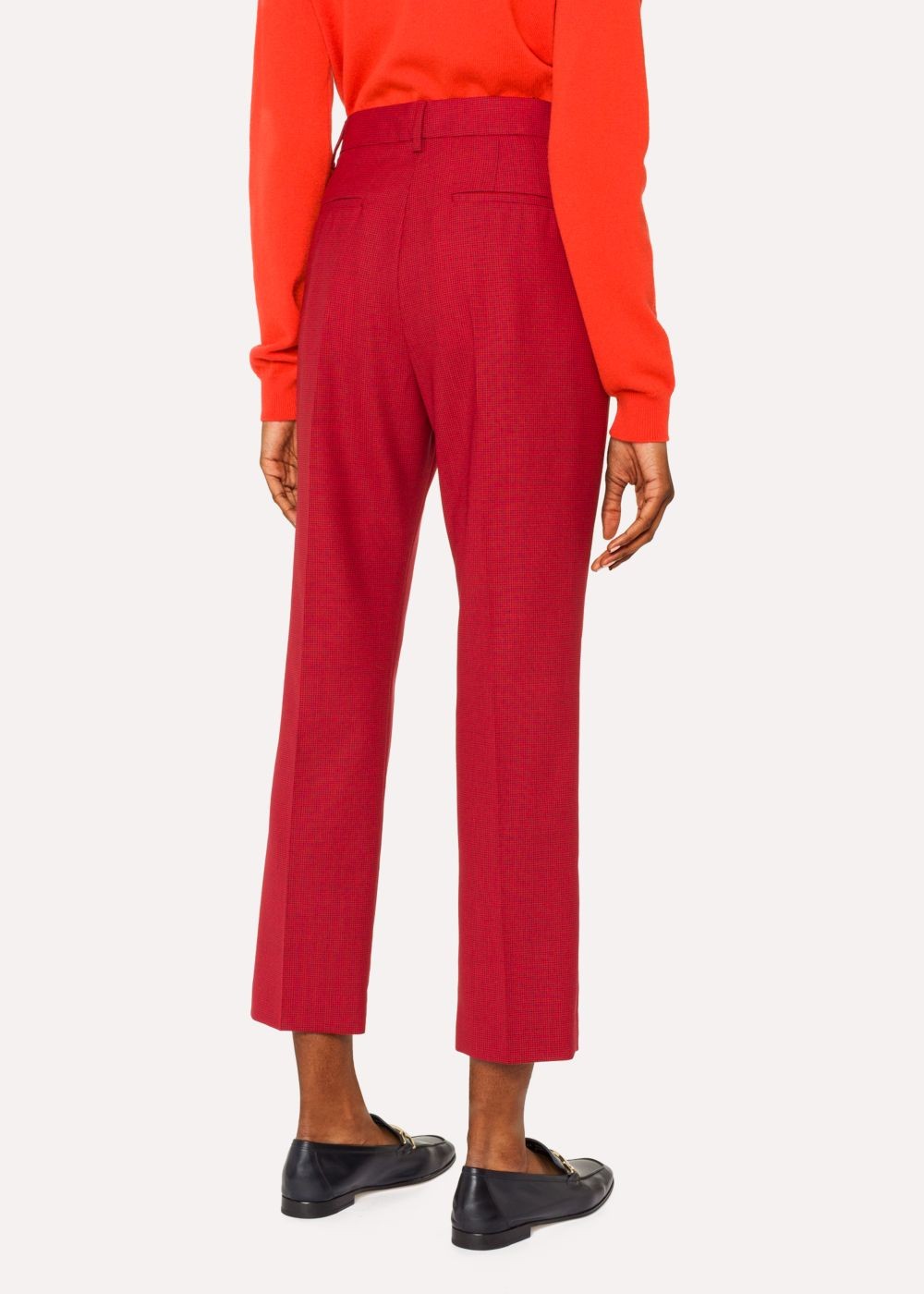 Paul Smith Women's Slim-Fit Red Houndstooth Wool Pants