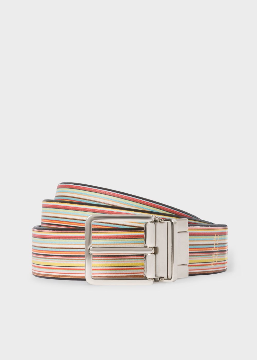 Paul Smith Men's Signature Stripe And Navy Cut-To-Fit Reversible Leather Belt