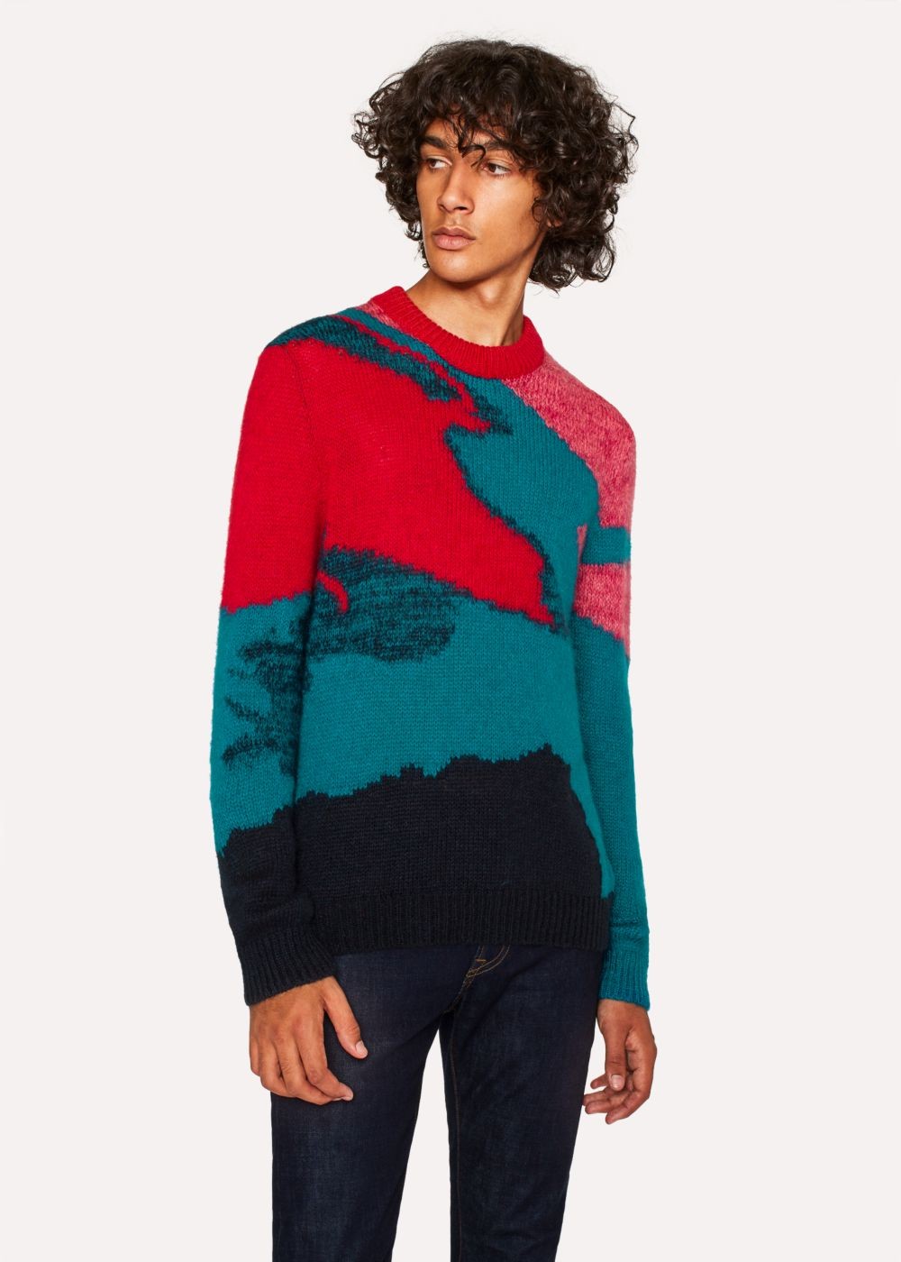 Paul Smith Mens's Multi-Coloured Camouflage Mohair-Blend Sweater