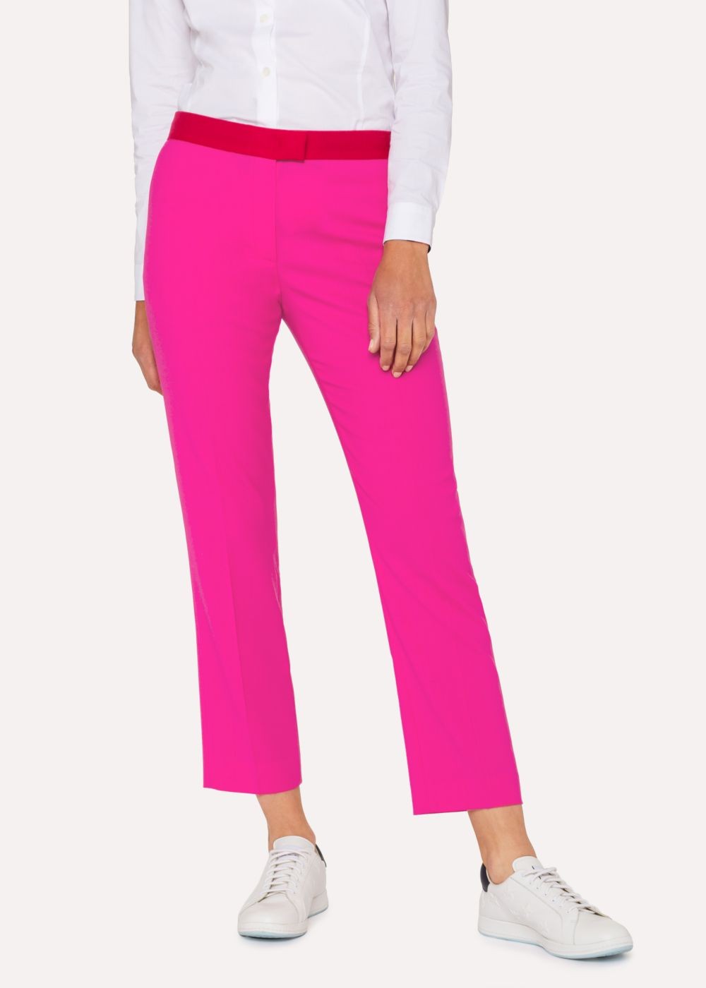 Paul Smith Lady's Slim-Fit Fuchsia Wool Pants With Contrasting Waistband
