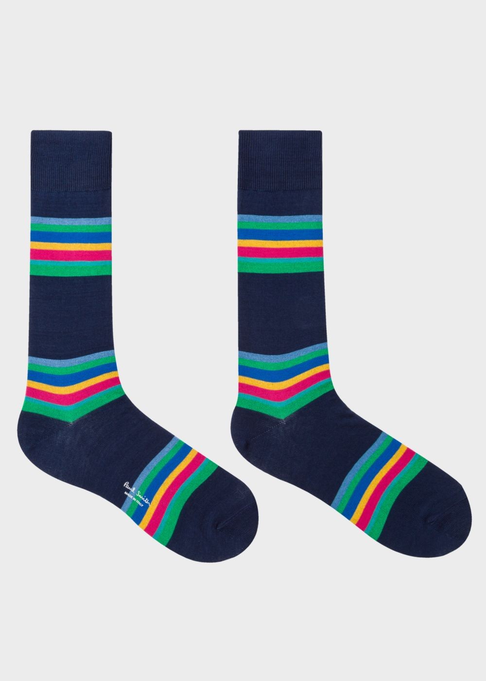 Paul Smith Men's Navy Colour-Block Stripe Socks