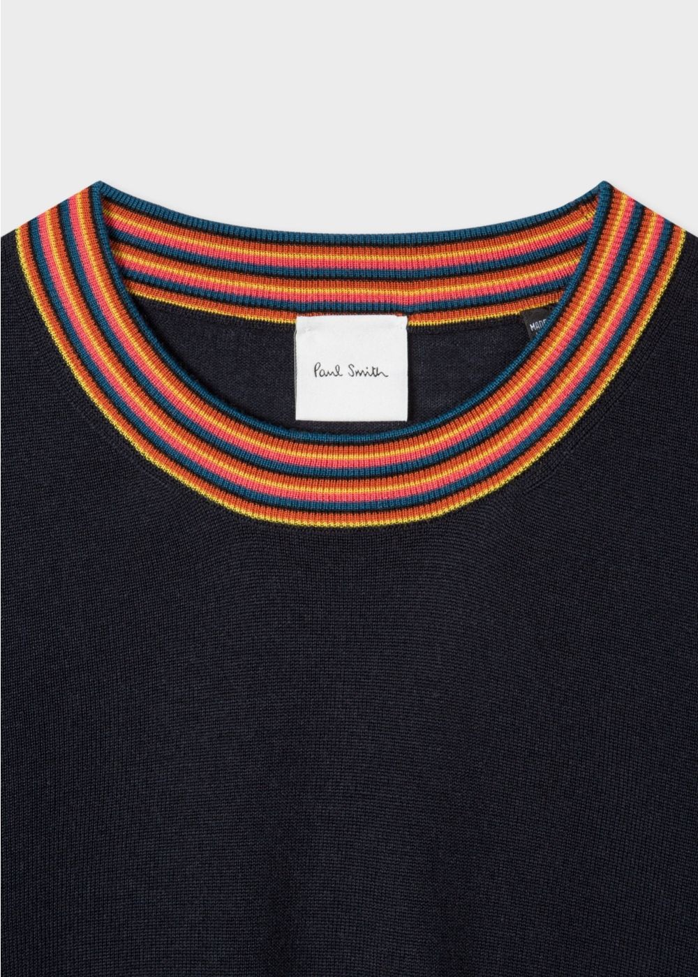 Paul Smith Lady's Navy Wool Sweater With 'artist Stripe' Collar