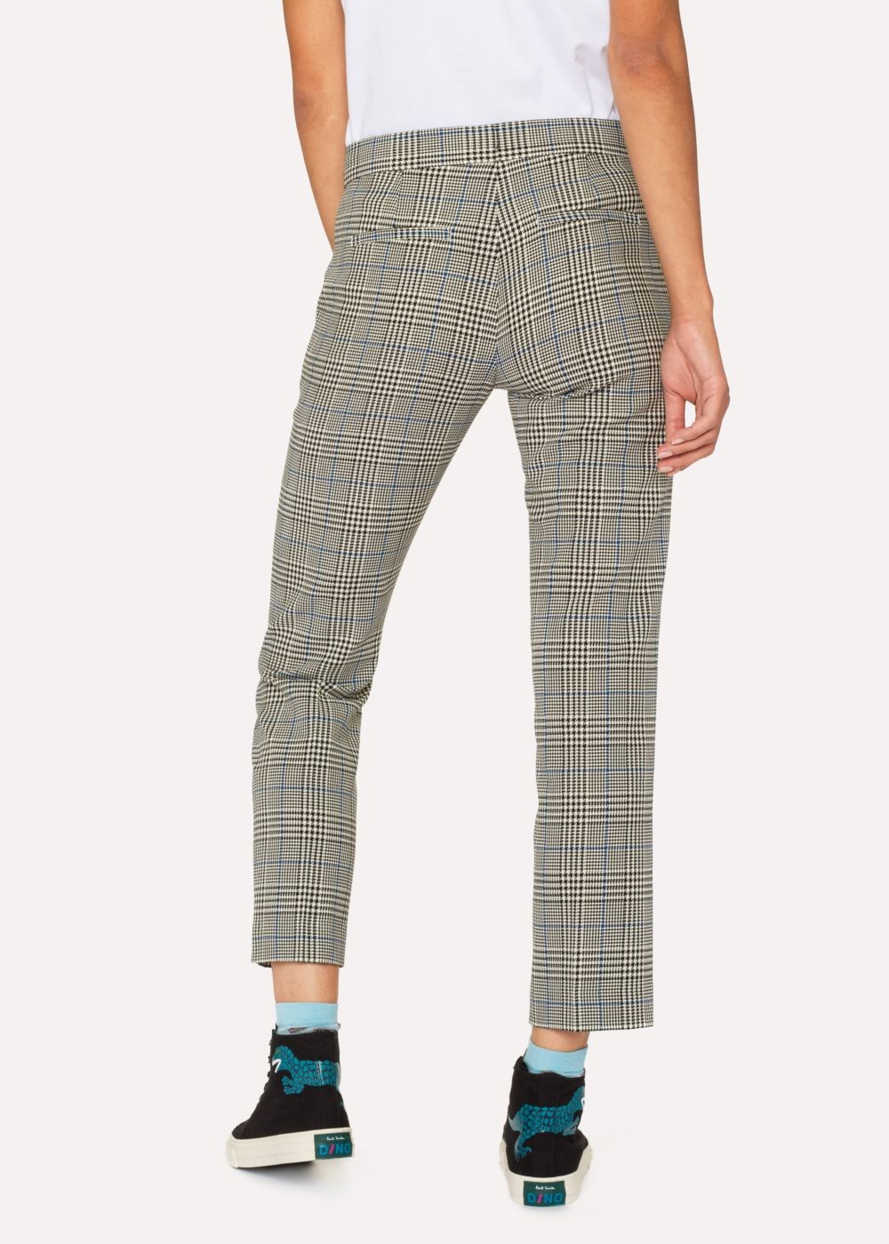 Paul Smith Lady's Slim-Fit Black And White Check Cotton Pants