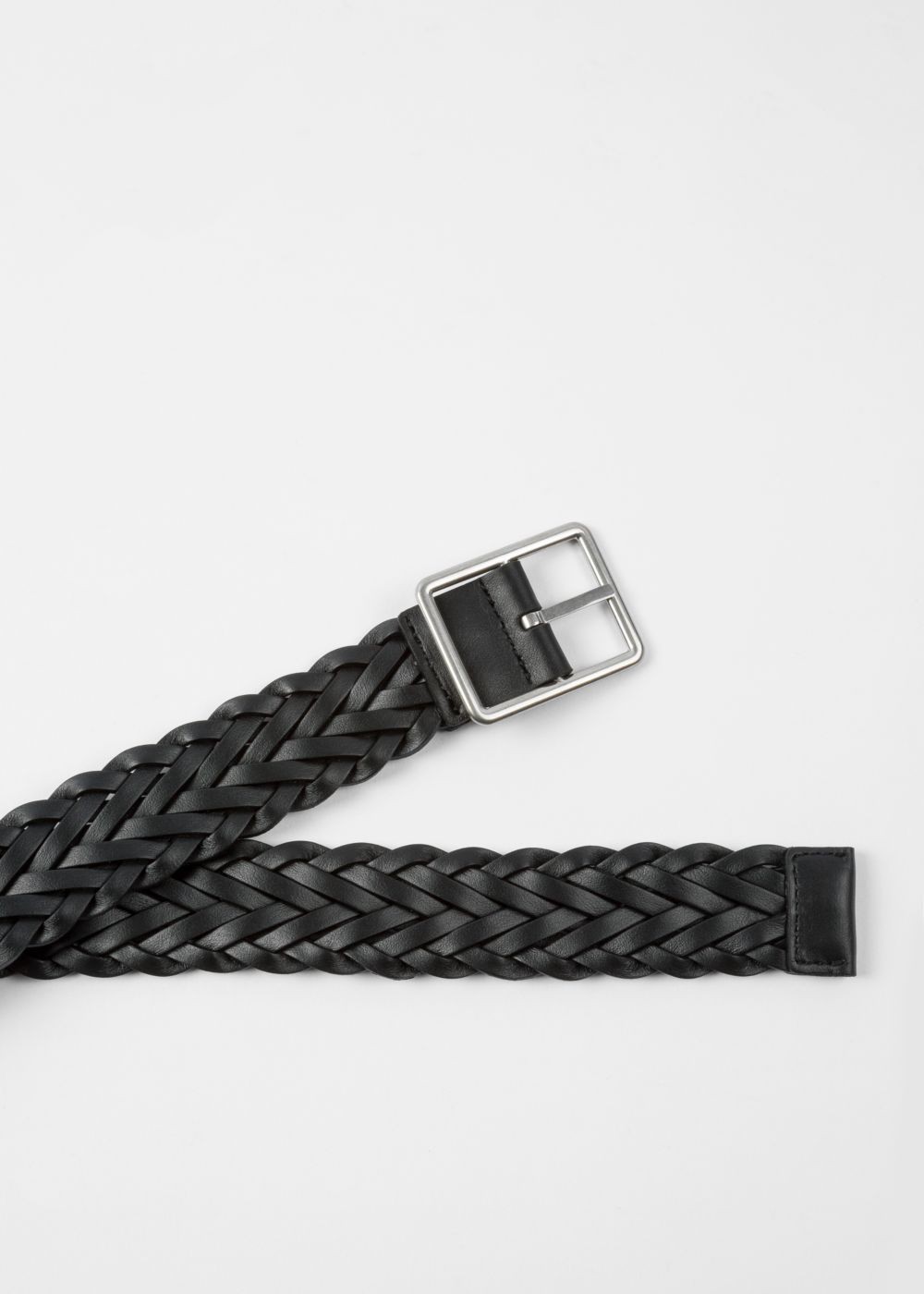 Paul Smith Men's Black Reversible Plaited Leather Belt