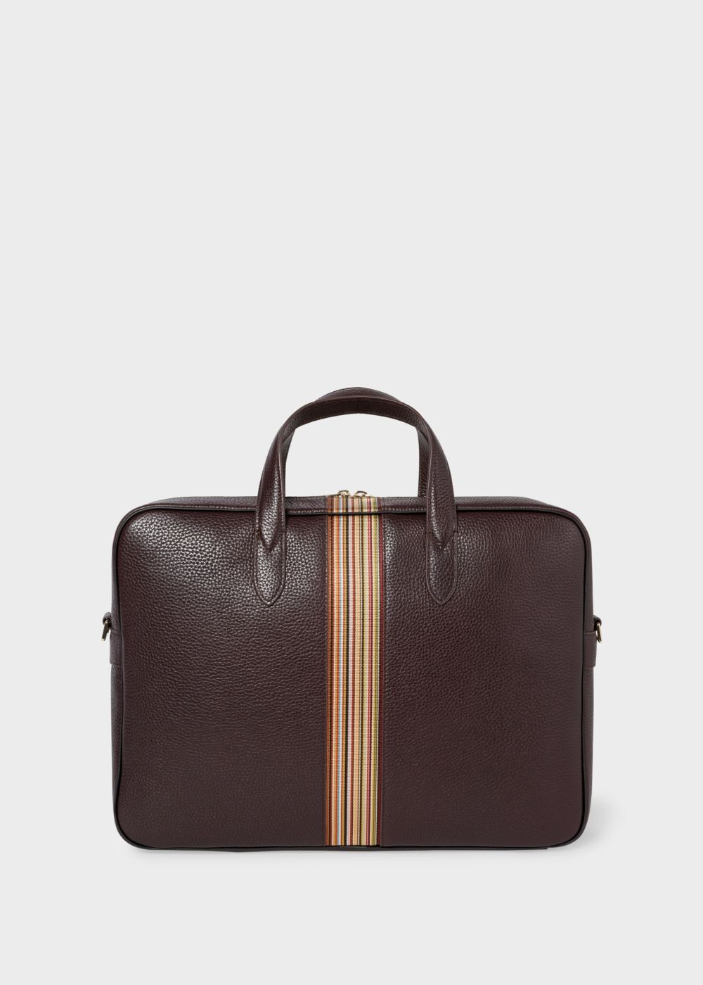 Paul Smith Men's Dark Burgundy Signature Stripe Leather Business Folio Accessories