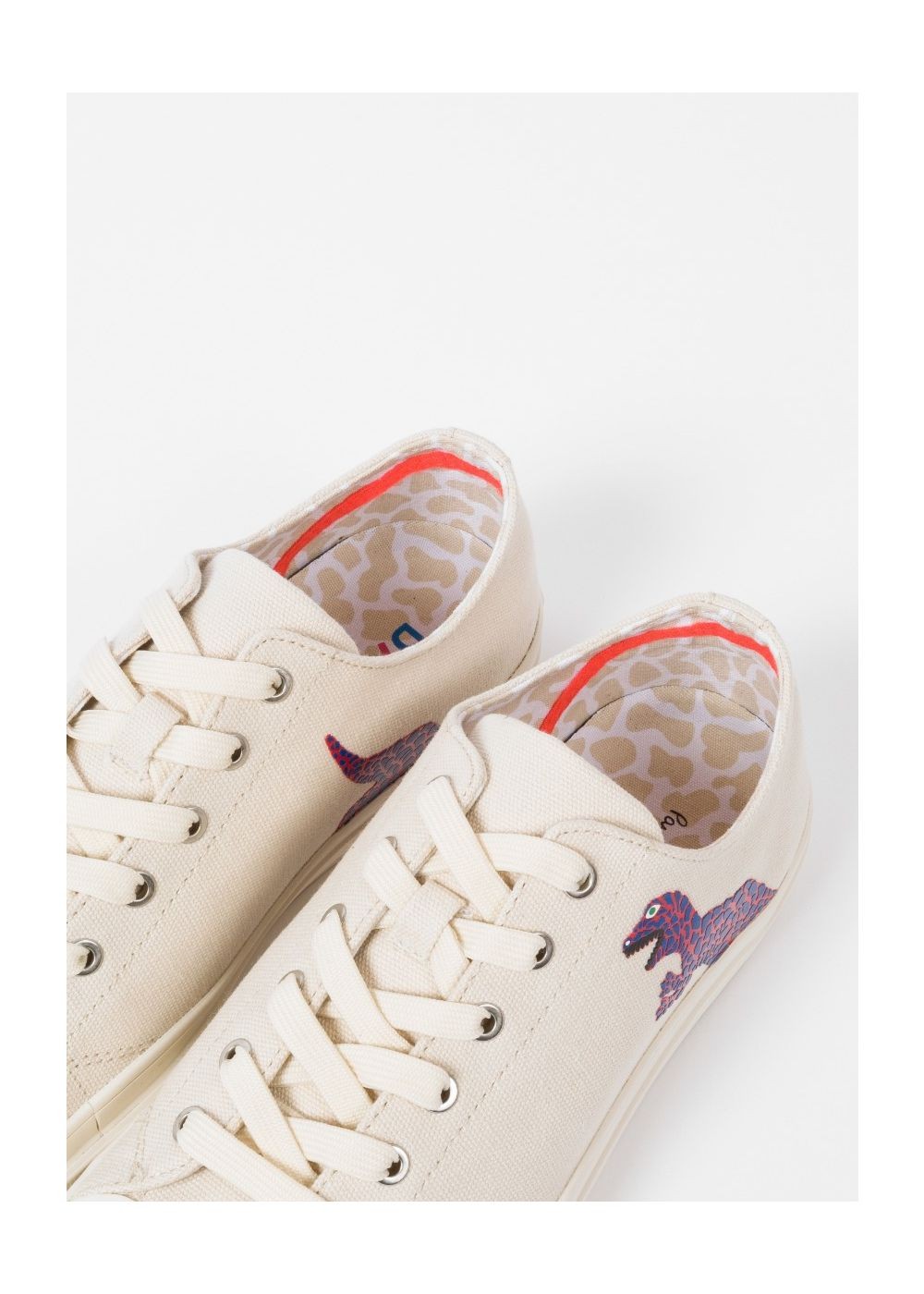 Paul Smith Womens's Ecru Canvas 'kinsey' Shoes With 'dino' Print