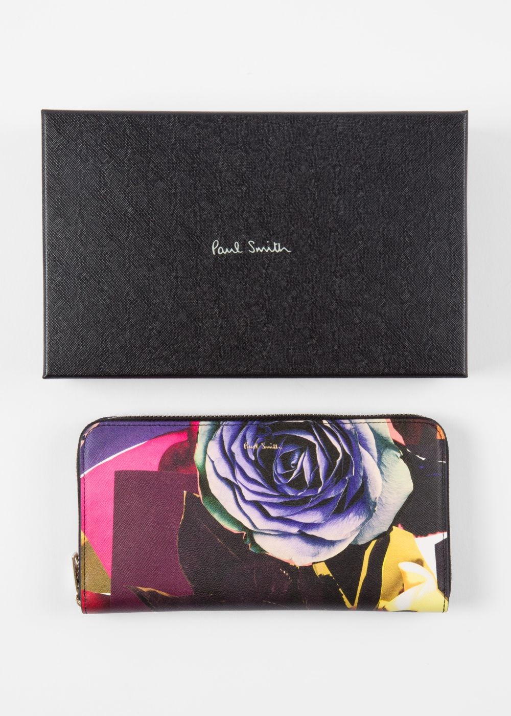 Paul Smith Women's Large 'rose Collage' Print Leather Zip-Around Wallet