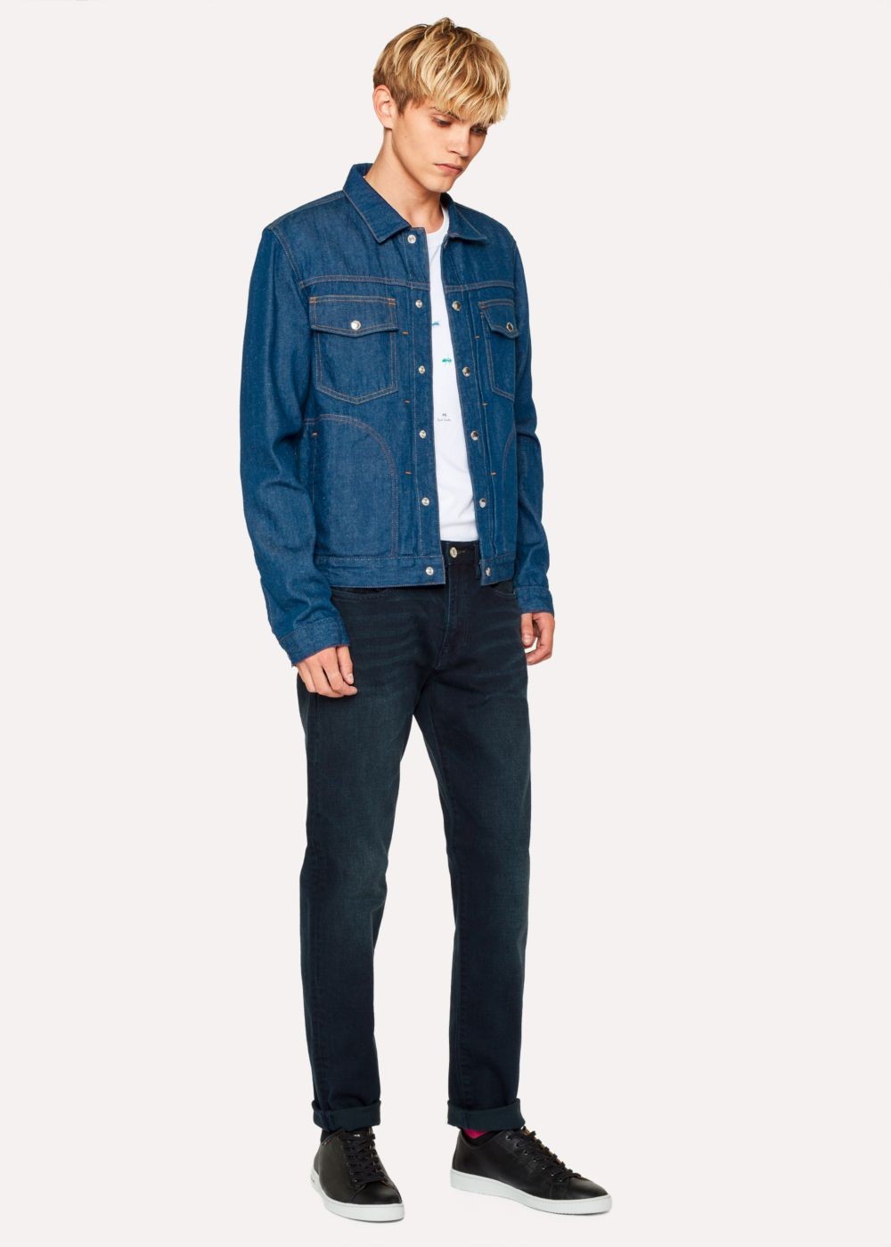 Paul Smith Mens's Tapered-Fit .8Oz 'super Soft Cross-Hatch' Navy Over-Dye Jeans