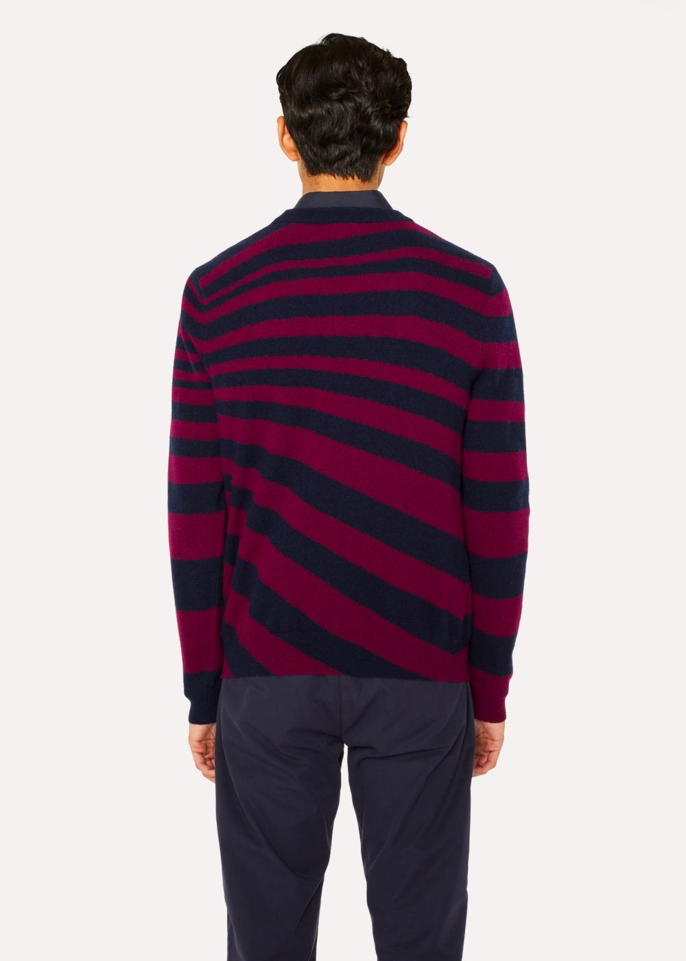 Paul Smith Men's Burgundy Stripe Sweater With 'dreamer Frog' Glitter Embroidery