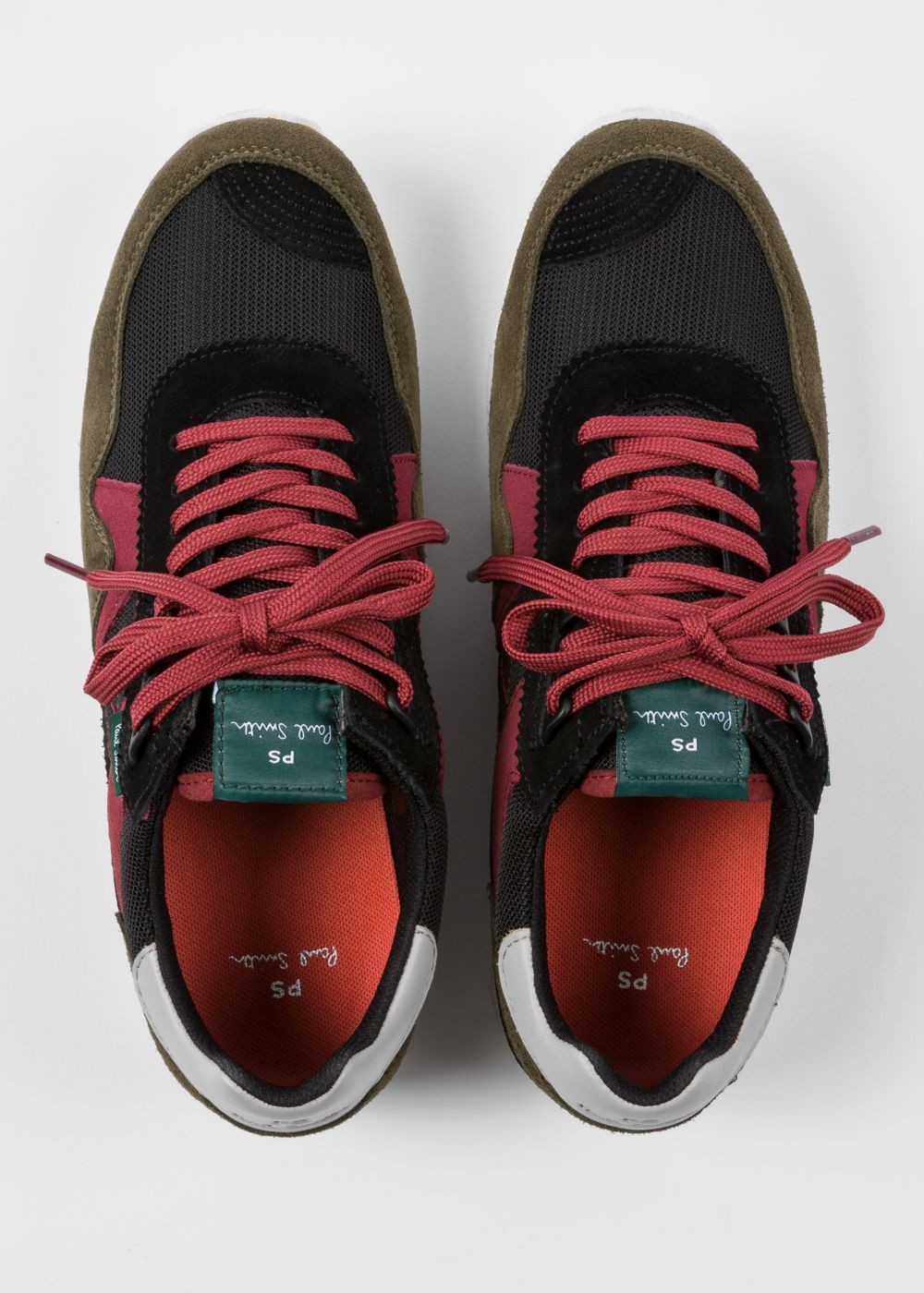 Paul Smith Men's Khaki And Burgundy 'vinny' Trainers With Suede Panels