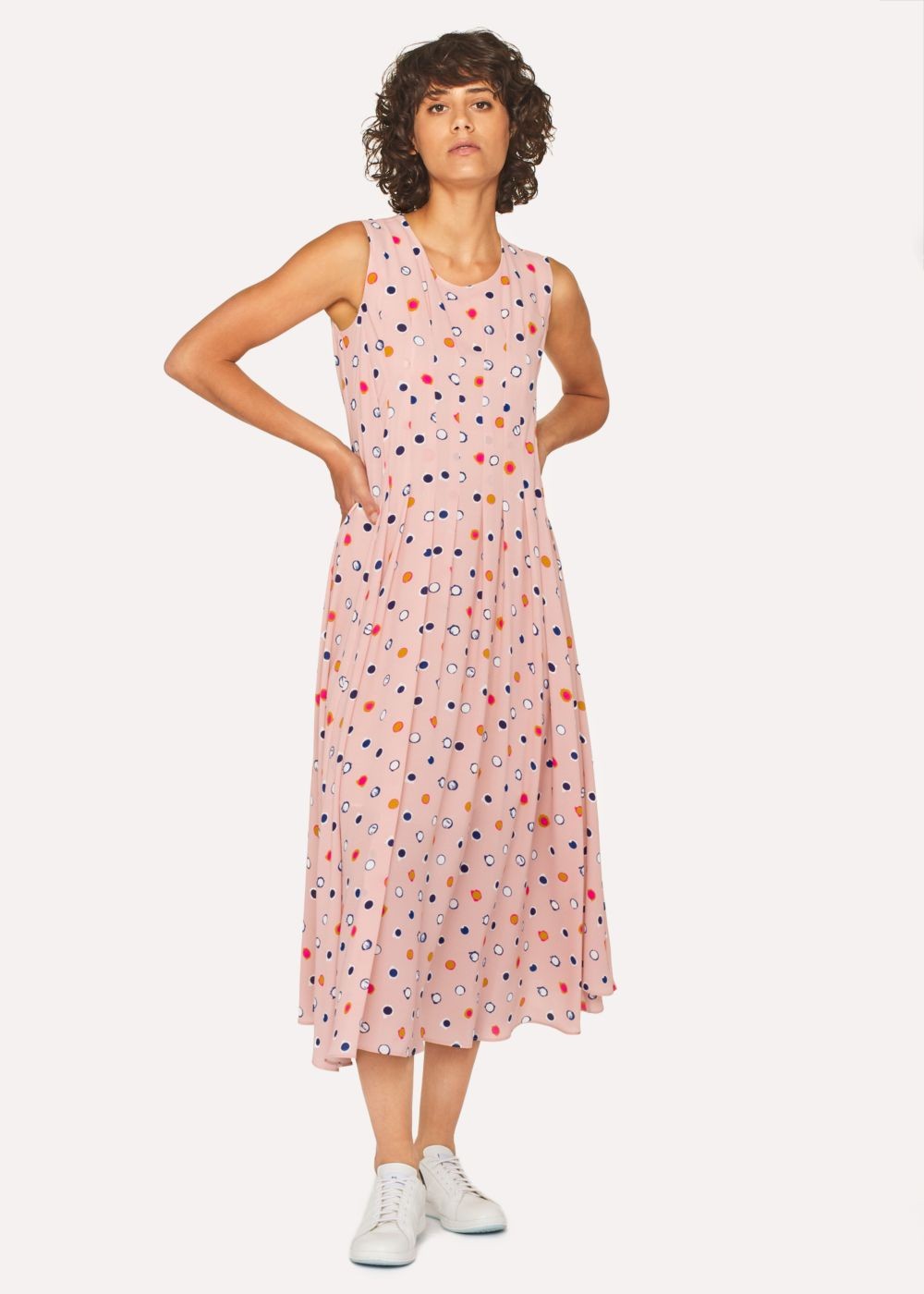 Paul Smith Women's Pink 'scribble Spot' Pleated Midi Dress