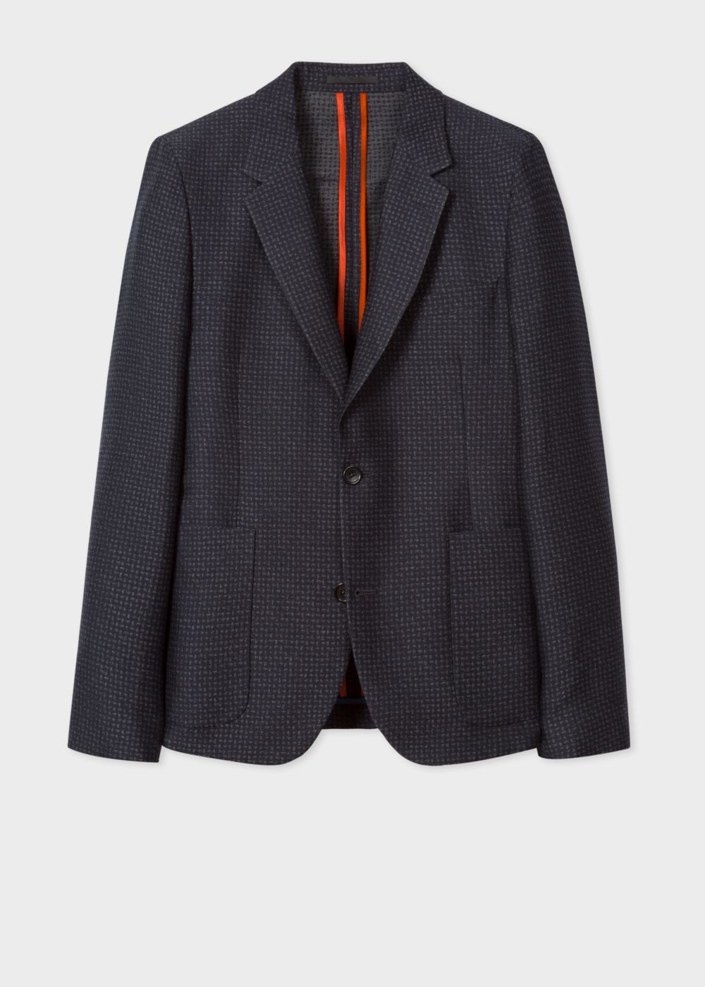 Paul Smith Mens's Mid-Fit Dark Navy Textured-Check Wool-Blend Suit